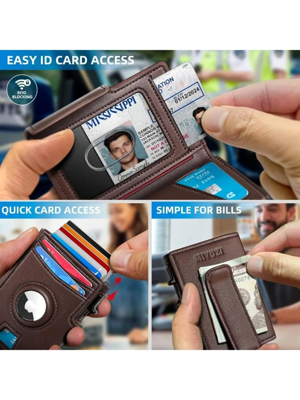 Slim RFID Blocking Wallet with Money Clip & Pop-Up Card Holder - Gift Box